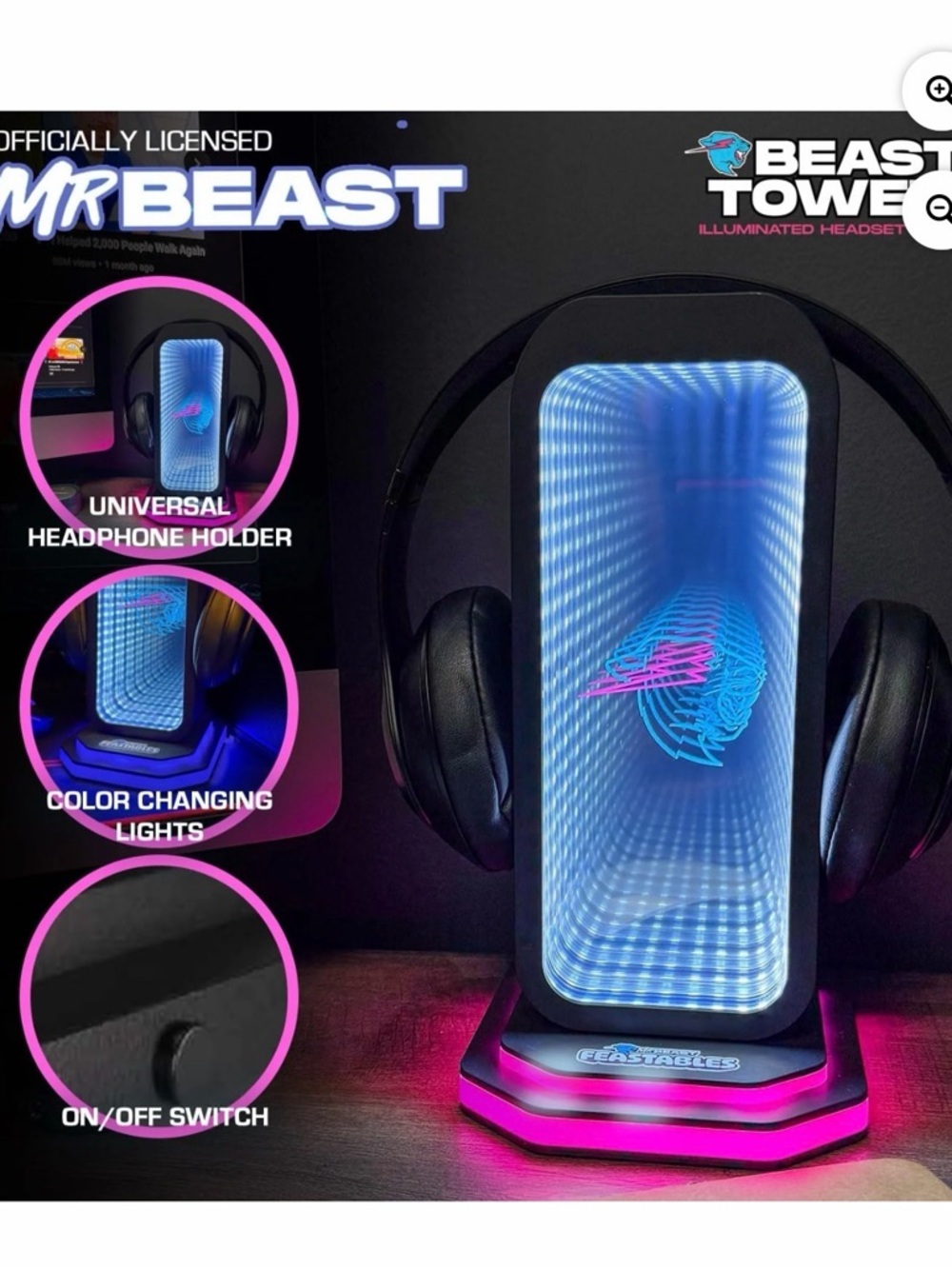 Beast Tower LED Infinity Headset Stand with RGB Base